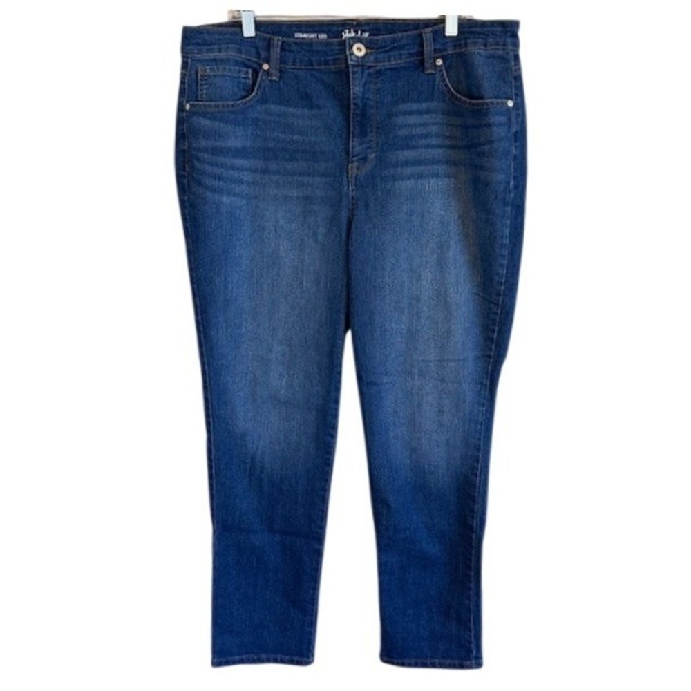 Style & Co Women's Straight Leg Denim Blue Jeans 16W Stretch